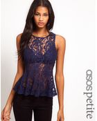 Asos Petite Exclusive Swing Peplum Top in Lace - Lyst
