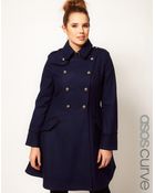 Asos Curve Military Fit and Flare Coat - Lyst
