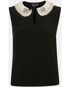 Topshop Embellished Collar Top - Lyst