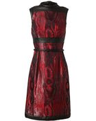 Christopher Kane Leather Trimmed Silk Moiré Dress - Lyst