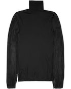 Emilio Pucci Chiffon Sleeved Fine Knit Wool Sweater - Lyst