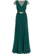 Elie Saab Cap Sleeves Lace Detail Gown - Lyst
