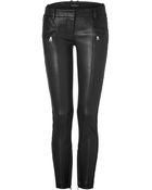 Balmain Black Low Rise Skinny Leather Pants - Lyst