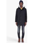 A.P.C. Long Black Hooded Canvas Parka - Lyst