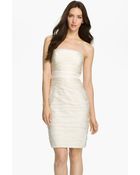 Ml Monique Lhuillier Bridesmaids Strapless Ruched Cationic Chiffon Dress - Lyst