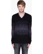 John Varvatos Black Mohair Knit Ombré Sweater - Lyst