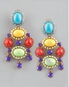 Oscar de la Renta Cabochon Drop Clip Earrings Multicolor - Lyst
