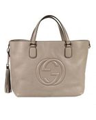Gucci Soho Gg Leather Logo Tote Bag - Lyst