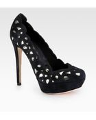 Alice + Olivia Luce Cutout Suede Metallic Leather Pumps - Lyst