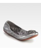 Tory Burch Violet Metallic Leather Ballet Flats - Lyst