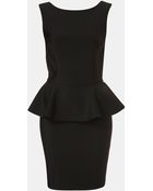 Topshop Ribbed Peplum Dress - Lyst