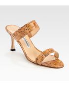 Manolo Blahnik Angufac Cork Sandals - Lyst
