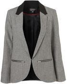 Topshop Monochrome Check Zip Blazer - Lyst