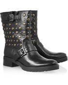 MICHAEL Michael Kors Studded Leather Biker Boots - Lyst