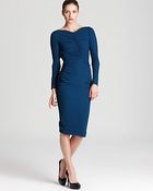 Zac Posen Crepe Dress Long Sleeve with Ruching - Lyst