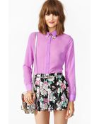 Nasty Gal Ava Chiffon Blouse - Lyst
