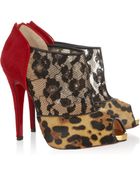 Christian Louboutin Aerotonoc 120 Calf Hair And Lace Ankle Boots - Lyst