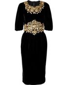 Dolce & Gabbana Embellished Velvet Dress - Lyst