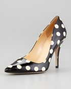 Kate Spade Licorice Polkadot Patent Leather Pump - Lyst