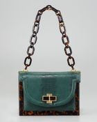 Tory Burch Lizard-Embossed Small Resin Frame Bag - Lyst