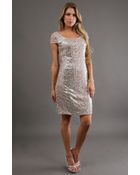 Kay Unger Stretch Sequin Cocktail in Blush - Lyst