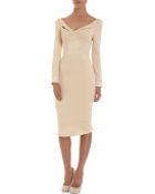 Zac Posen Long Sleeve Wide V-Neck Dress - Lyst