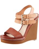 Chloé Double Anklewrap Wedge Sanda - Lyst