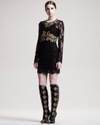 Dolce & Gabbana Longsleeve Embroidered Lace Dress - Lyst