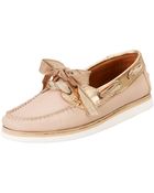 Lanvin Metallic Trimmed Boat Shoes - Lyst
