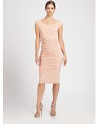 Donna Karan New York Cap Sleeve Drape Dress - Lyst