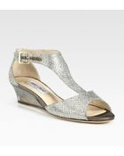 Jimmy Choo Treat Glitter Tstrap Wedge Sandals - Lyst