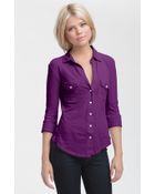 James Perse Button Front Jersey Shirt - Lyst