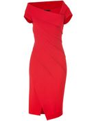 Donna Karan New York Lipstick Red Sculpted Cap Sleeve Dress - Lyst