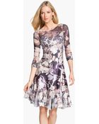 Komarov Floral Print Crinkle Charmeuse Dress - Lyst