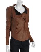 BCBGMAXAZRIA Toffee Faux Leather Drea Long Sleeve Jacket - Lyst