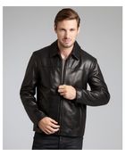 Cole Haan Leather Zip Front Jacket - Lyst