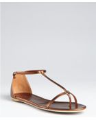 Gucci Leather Logo T-Strap Sandals - Lyst