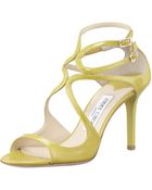 Jimmy Choo Ivette Patent Strappy Sandal Citrine - Lyst
