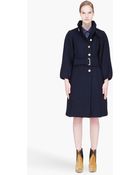 Kenzo Navy Wool Belted Militarystyle Coat - Lyst