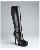 Pour La Victoire Black Leather Beret Platform Tall Boots - Lyst