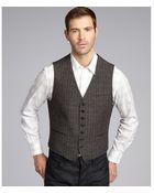 John Varvatos Plaid Woollinen Seven-Button Vest - Lyst