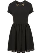 Topshop Bird Collar Flippy Dress - Lyst