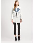 Acne Studios Rita Denim Trim Leather Jacket - Lyst
