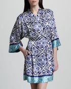 Oscar de la Renta Jewel Medallionprint Short Robe - Lyst