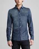 Balmain Studded Denim Shirt - Lyst