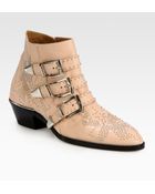 Chloé Studded Leather Buckle Ankle Boots - Lyst