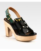 Marni Patent Leather Wooden Platform Sandals - Lyst