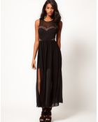 TFNC Maxi Dress with Embellished Mesh Bodice - Lyst
