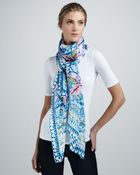 Roberto Cavalli Nausica Printed Silk Scarf - Lyst