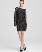 Laundry By Shelli Segal Long Sleeve Metallic Lace Dress - Lyst